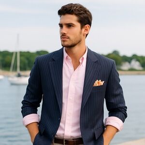 🕴️ Polo by Ralph Lauren Blazer – Navy Pinstripe, San Francisco, Size 40R (M/L)